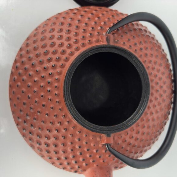 Japanese Red Bumpy Hobnail Cast Iron Tea Kettle Rust Red Teapot With Infuser - Picture 8 of 11